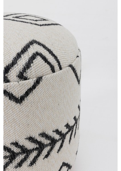 Bliss Siyah Etnik Desenli Krem Puf 45 x H 42 cm 4281 indirimleri