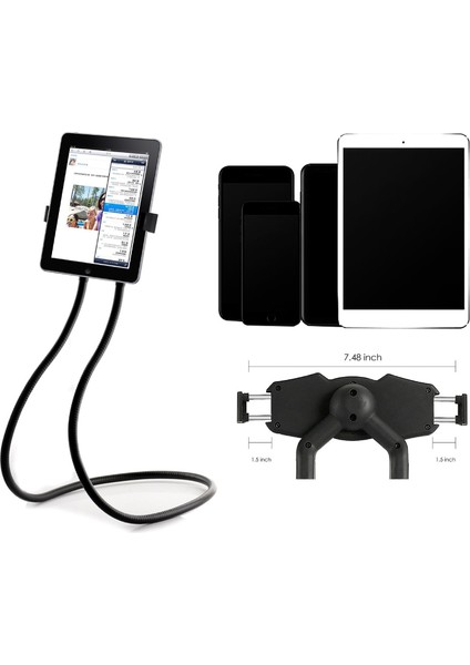 Tembel Boyun Telefon Tutucu Araç Tablet Tutucu Ipad 2/3/4 Için Standı Evrensel Katlanabilir Taşınabilir Tasarım 360 Döndürme - Siyah (Yurt Dışından) fırsatları