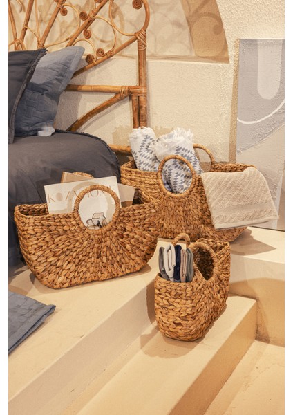 Meander Su Sümbülü Hasır Çanta 3 Lü Set 5116