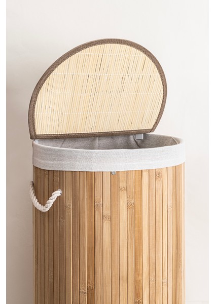 Meander Yuvarlak Bambu Çamaşır Sepeti 35X61 55LT 5113 fırsatları