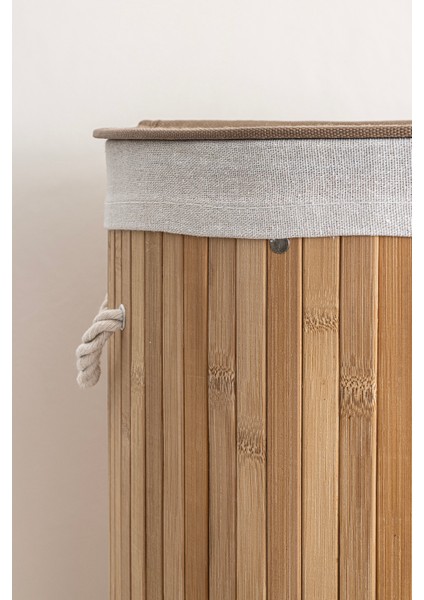 Meander Yuvarlak Bambu Çamaşır Sepeti 35X61 55LT 5113 indirimleri