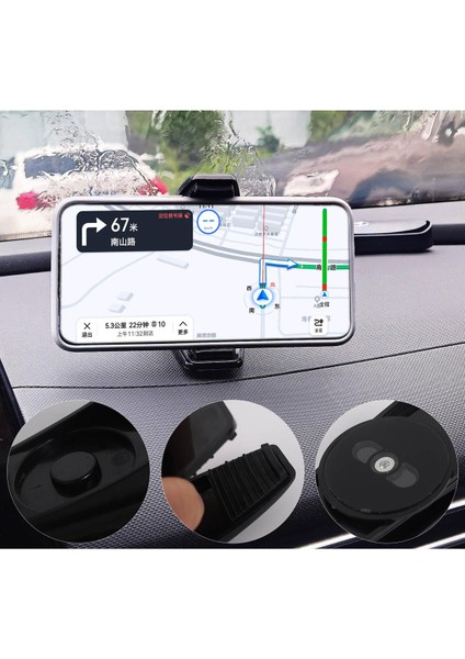 Ayarlanabilir Mobil Destek Klipsi - Katlama Tutucu - Araç Telefonu Kickstand 360 Derece Araç Içi Pano Evrensel Araç Telefonu Tutucu (Yurt Dışından)