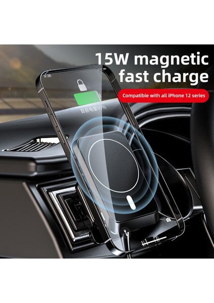 W-987 Manyetik Emme 15W Kablosuz Şarj Cihazı iPhone ve Diğer Akıllı Telefonlar Için Araç Hava Çıkış Braketi (Yurt Dışından) modelleri