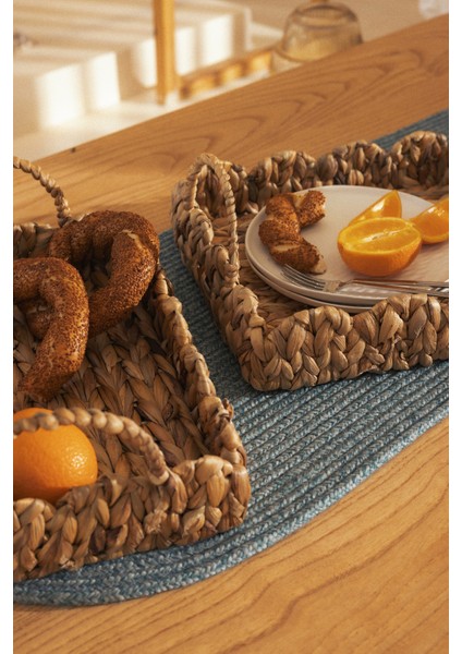 Meander Su Sümbülü Dikdörtgen Kulplu Desenli Tepsi 2li Set 5119 fiyatları