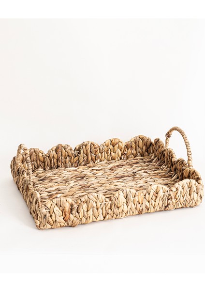 Meander Su Sümbülü Dikdörtgen Kulplu Desenli Tepsi 2li Set 5119 fırsatları