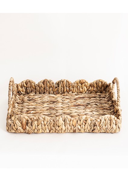 Meander Su Sümbülü Dikdörtgen Kulplu Desenli Tepsi 2li Set 5119 indirimleri