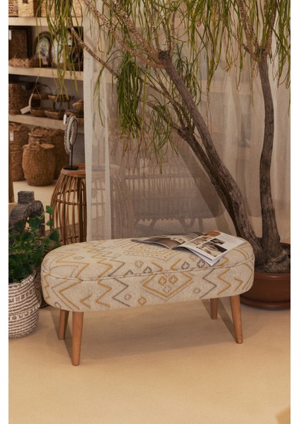 Bliss Sarı Etnik Desenli Krem Bench 40 x 100 x H 47 cm 4282