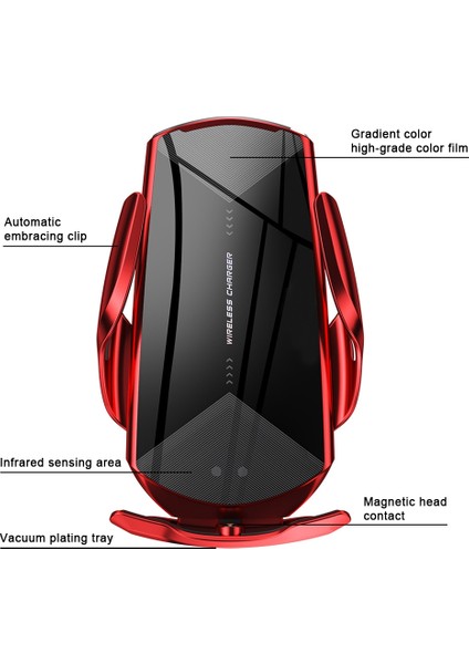 Q2 15W Evrensel Rotasyon Kızılötesi Indüksiyon Manyetik Araç Kablosuz Şarj Cep Telefonu Tutucu, Mikro USB + 8 Pin + Type-C / Usb-C Manyetik Konnektör (Yurt Dışından) modelleri