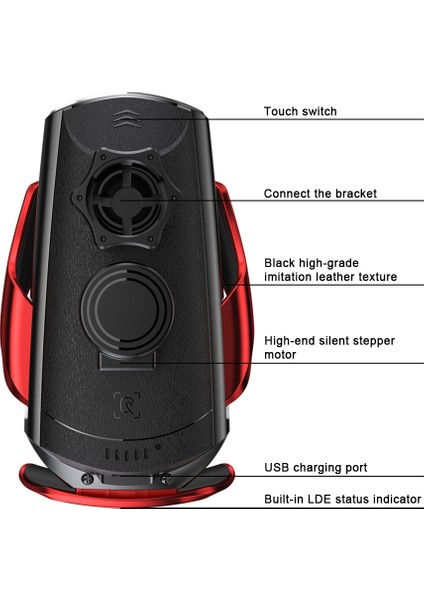 Q2 15W Evrensel Rotasyon Kızılötesi Indüksiyon Manyetik Araç Kablosuz Şarj Cep Telefonu Tutucu, Mikro USB + 8 Pin + Type-C / Usb-C Manyetik Konnektör (Yurt Dışından) fırsatları