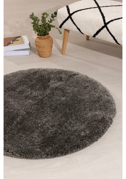 Douro Shaggy Banyo Paspası Füme Kaydırmaz Taban Daire 80 x 80 cm