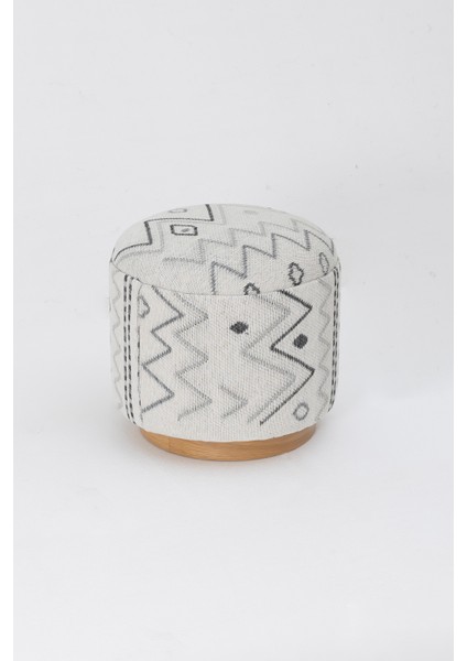 Bliss Gri Etnik Desenli Krem Puf 45 x H 42 cm 4280 modelleri