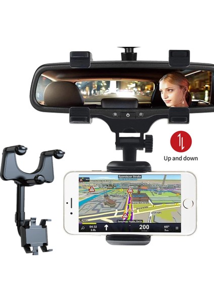 360° Dönebilen Geri Çekilebilir Araç Telefonu Tutucu - Çok Fonksiyonlu Dikiz Aynası Telefon Tutucu Montajı - Evrensel Cep Telefonları Için (Yurt Dışından) fiyatları