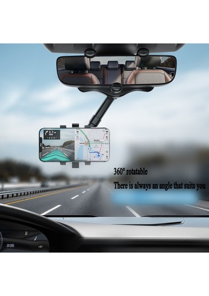 360° Dönebilen Geri Çekilebilir Araç Telefonu Tutucu - Çok Fonksiyonlu Dikiz Aynası Telefon Tutucu Montajı - Evrensel Cep Telefonları Için (Yurt Dışından) modelleri