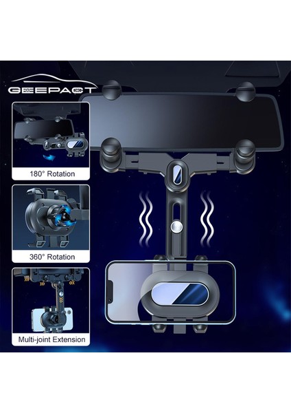 Geepact Araç Telefonu Tutucu Çok Fonksiyonlu Araç Güneşlik Telefon Montajı 360° Dönebilen Stand Araç Braketi Dikiz Aynası Klip Araba Cep Telefonu Braketi (Yurt Dışından)