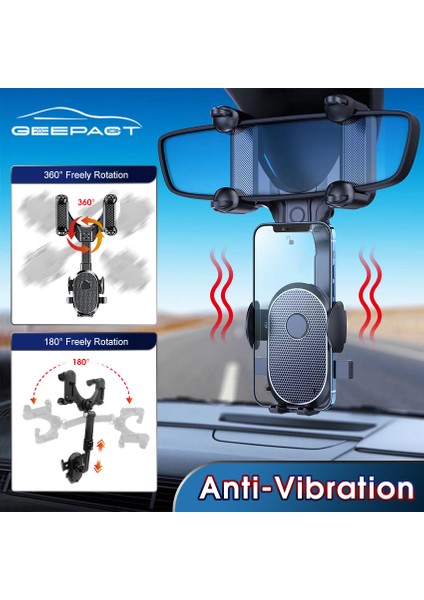 Geepact Araç Telefonu Tutucu Çok Fonksiyonlu Araç Güneşlik Telefon Montajı 360° Dönebilen Stand Araç Braketi Dikiz Aynası Klip Araba Cep Telefonu Braketi (Yurt Dışından) fiyatları