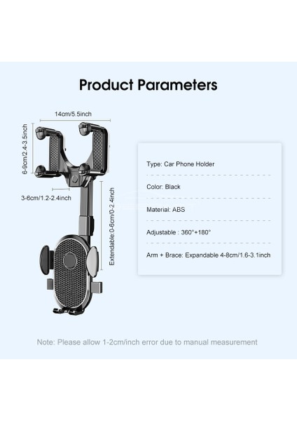 Geepact Araç Telefonu Tutucu Çok Fonksiyonlu Araç Güneşlik Telefon Montajı 360° Dönebilen Stand Araç Braketi Dikiz Aynası Klip Araba Cep Telefonu Braketi (Yurt Dışından) modelleri