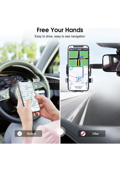Geepact Araç Telefonu Tutucu Çok Fonksiyonlu Araç Güneşlik Telefon Montajı 360° Dönebilen Stand Araç Braketi Dikiz Aynası Klip Araba Cep Telefonu Braketi (Yurt Dışından) indirimleri