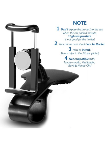 Universal Araç Araç Kontrol Paneline Montajlı Cep Telefonu Tutucu Klipsli Stand Braketi (Yurt Dışından)