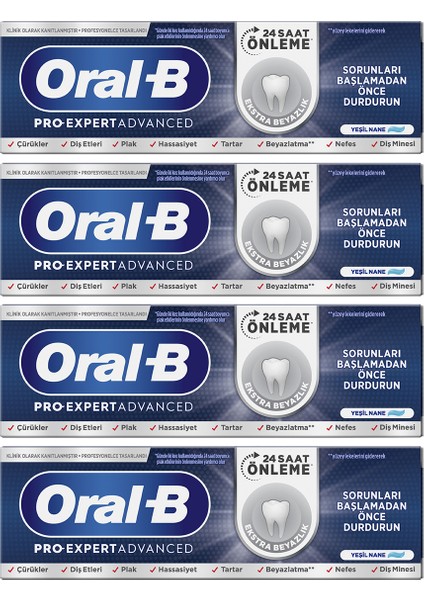 Oral-B pro-Expert Advanced Ekstra Beyazlık Diş Macunu 75 Ml X 4