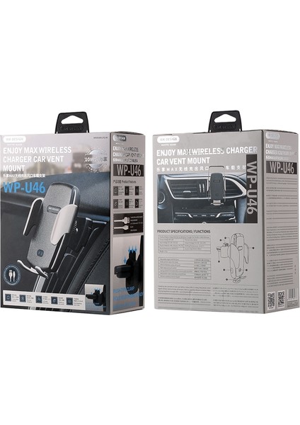 Wk WP-U46 Max Kablosuz Şarj Cihazı Araç Hava Çıkışı Cep Telefonu Tutucu Braketi (Yurt Dışından) modelleri