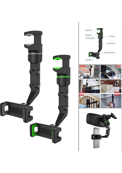 360°DIKIZ Aynası Telefon Tutucu Ayarlanabilir Telefon Tutucu Araba Için Evrensel Sabit Klip Çok Fonksiyonlu Döner Braket Gri (Yurt Dışından)