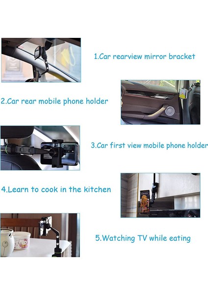 360°DIKIZ Aynası Telefon Tutucu Ayarlanabilir Telefon Tutucu Araba Için Evrensel Sabit Klip Çok Fonksiyonlu Döner Braket Gri (Yurt Dışından) indirimleri