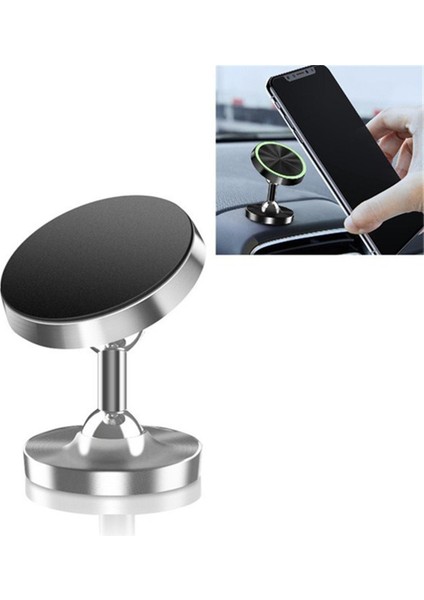 Parça Araç Telefonu Tutucu Alaşım Manyetik Evrensel Çift Bilyalı Dönen Araç Telefonu Tutucu, Renk: Buzlu Gümüş (Yurt Dışından)