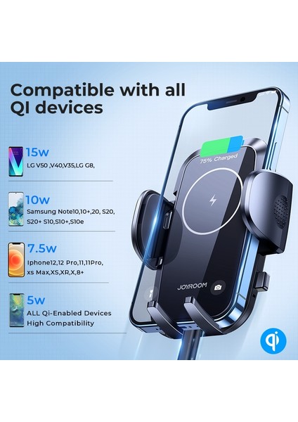 Joyroom JR-ZS241 15W Qı Mekanik Araç Kablosuz Şarj Cihazı Telefon Tutucu Hava Çıkış Sürümü (Yurt Dışından) modelleri