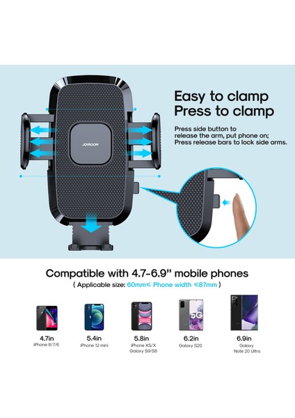 Joyroom JR-ZS259 360 Derece Dönen Germe Mekanik Araba Hava Firar Tutucu 4.7-6.9 Inç Cep Telefonları Için (Yurt Dışından) modelleri