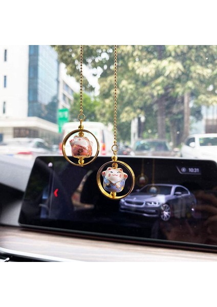 2x Şanslı Kedi Araba Aksesuarları Seramik Heykeli Kolye Seramik Şanslı Kedi Araba Kolye Araba Dikiz Aynası Araba Kolye (Yurt Dışından) fırsatları