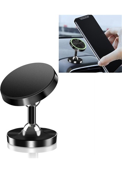 Parça Araç Telefonu Tutucu Alaşım Manyetik Evrensel Çift Bilyalı Dönen Araç Telefonu Tutucu, Renk: Mat Siyah (Yurt Dışından)