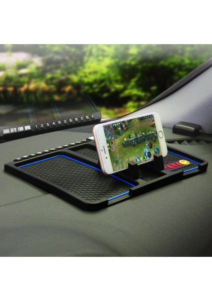 Araç Içi Araç Çok Fonksiyonlu Gösterge Paneli Depolama Pedi Araç Telefonu Braketi Durdurmalı Kaymaz Ped, Stil: Stereo Mavi Daire (Yurt Dışından)