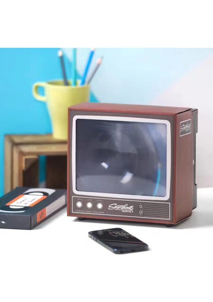 Vintage Tv Akıllı Cep Telefonu Büyüteç Mobil Ekran Video Amplifikatör Standı (Yurt Dışından)