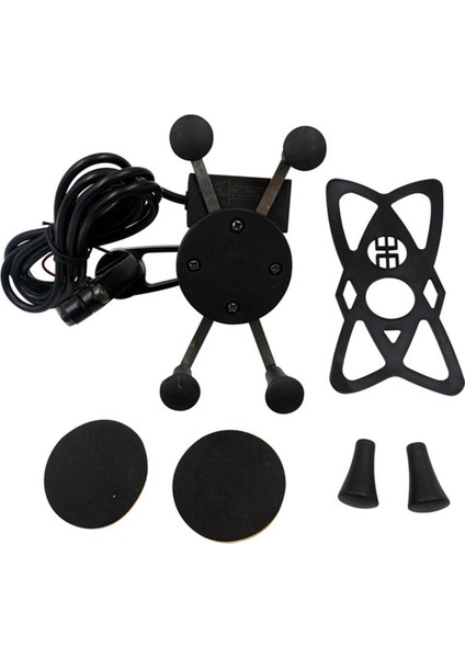 Evrensel Motosiklet Cep Telefonu Tutucu Montaj Kelepçesi USB Şarj Ayarlanabilir 360 Derece Dönebilen (Yurt Dışından)