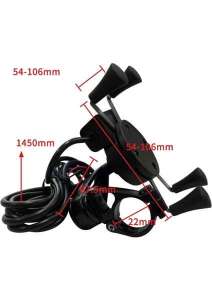 Evrensel Motosiklet Cep Telefonu Tutucu Montaj Kelepçesi USB Şarj Ayarlanabilir 360 Derece Dönebilen (Yurt Dışından) modelleri