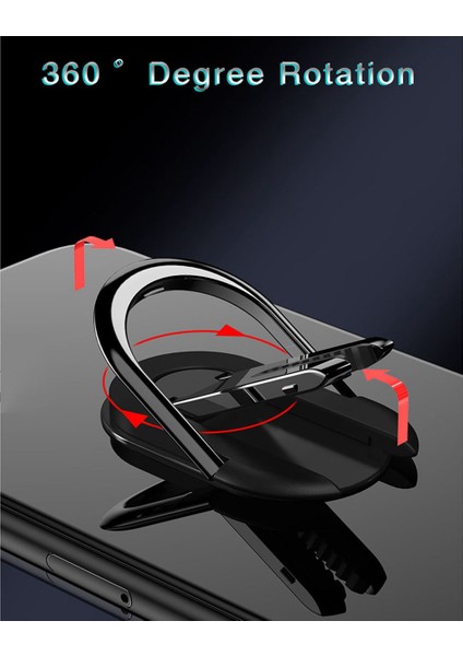 In 1 Cep Telefonu Braketi Tutucu Standı 360 Derece Parmak Yüzük Araç Telefonu Montaj Standı iPhone Için Hava Firar (Siyah + Siyah) (Yurt Dışından)