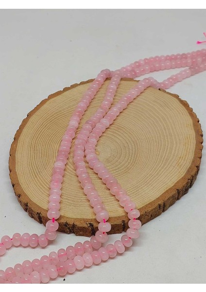 Pembe Kuvars Taşı Rondela Kesim 5X8MM Dizi (54316)