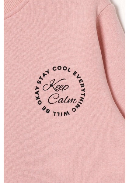 Yazı Baskılı Toz Pembe Renk Kız Çocuk Sweat modelleri