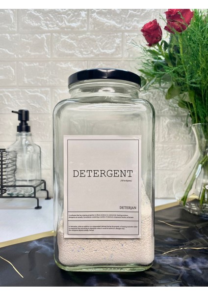 1 Adet 3000ML Siyah Kapaklı Deterjan Kavanozu