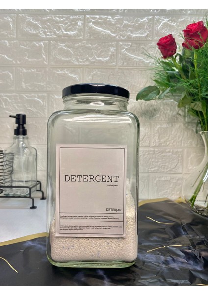 1 Adet 3000ML Siyah Kapaklı Deterjan Kavanozu