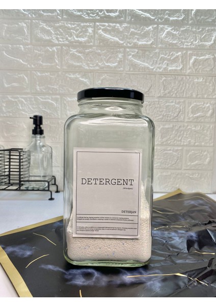 1 Adet 3000ML Siyah Kapaklı Deterjan Kavanozu