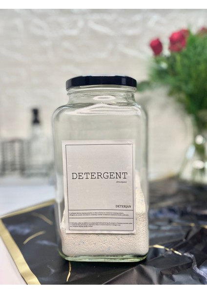 1 Adet 3000ML Siyah Kapaklı Deterjan Kavanozu