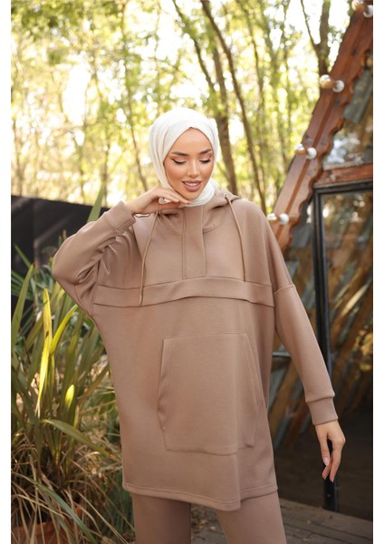 Kapşonlu Kanguru Cepli Sweat-Pantolon Ikili Eşofman Spor Takımı - 71214.006 - Indigo