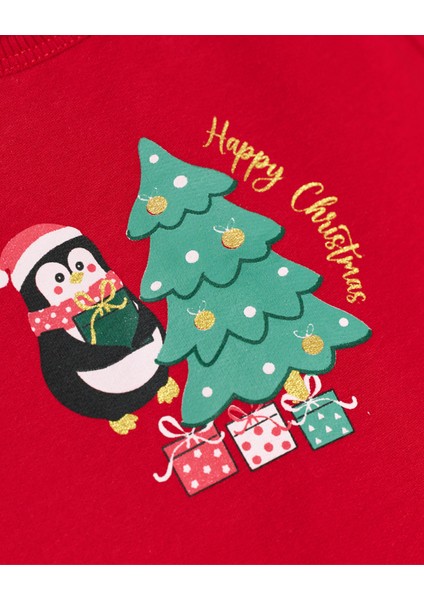Kız Bebek Noel Konseptli Alttan Çıtçıtlı Tüllü Etekli Yılbaşı Temalı Ikili Takım modelleri