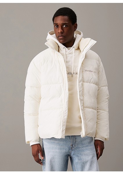 Chenılle Puffer Krem Erkek Mont J30J326101YBI fiyatları