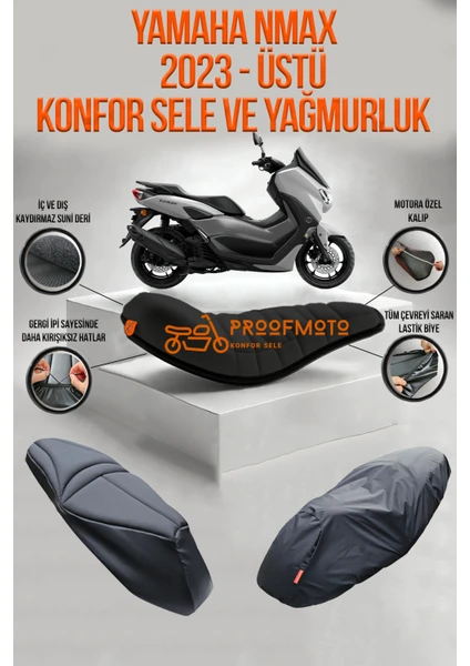 Yamaha Nmax (2023 - Üstü) Konfor Sele ve Yağmurluk Kılıf