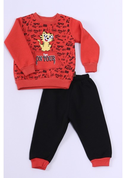 Erkek Bebek 3 Iplik Eşofman Takımı Kaplan Baskılı A48
