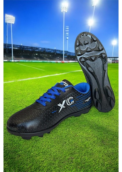 Erkek Krampon Dişli Futbol Ayakkabısı SİYAH - MAVİ fiyatları