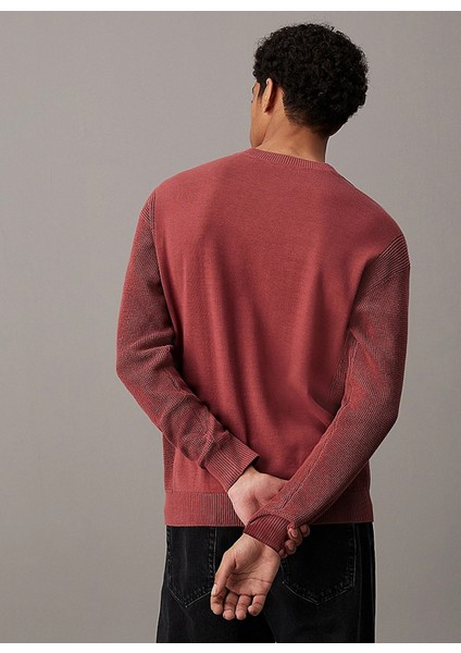 Bisiklet Yaka Regular Fit Nakışlı Bordo Erkek Kazak J30J325671VAI Monologo Sweater