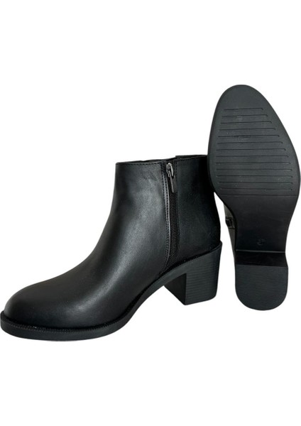 Kadın Kısa Topuklu Fermuarlı Kadın Bot (7 Cm) SİYAH